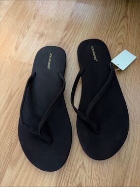 Joe Boxer Black Flip Flop Sandals with Gold Logo